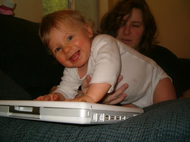 This is how I break Mommie's laptop... see? SEE?